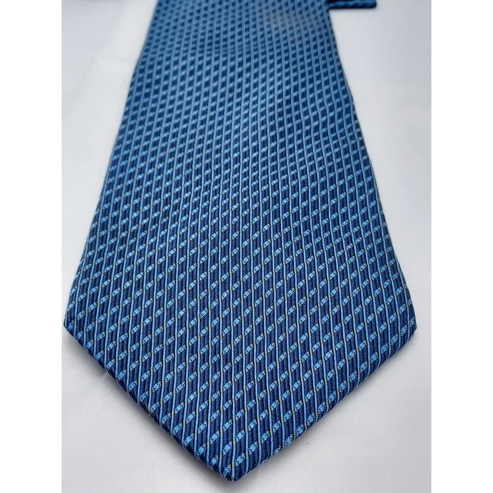 Blue Geometric Silk Tie Mens Classic Patterned Necktie T061